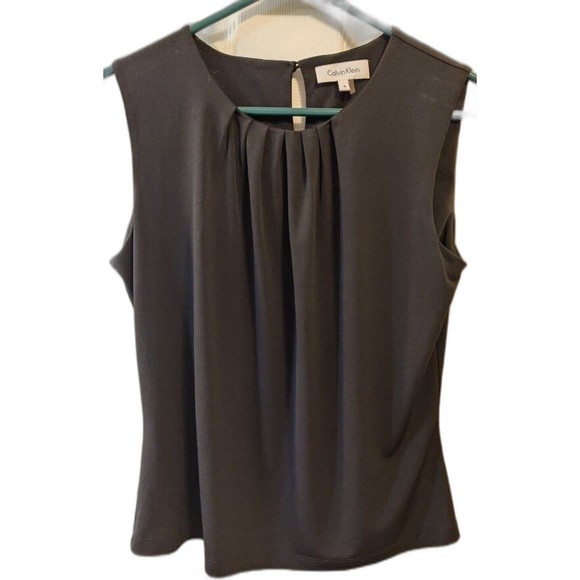 Calvin Klein Tops - Calvin Klein Blouse Women Black Pleated Career Capsule Preppy-Sleeveless Size 4